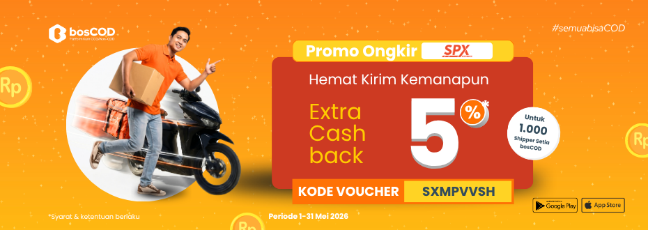 Voucher Extra Cashback 5% dari SPX di bosCOD, Bikin Jualan Makin Cuan!