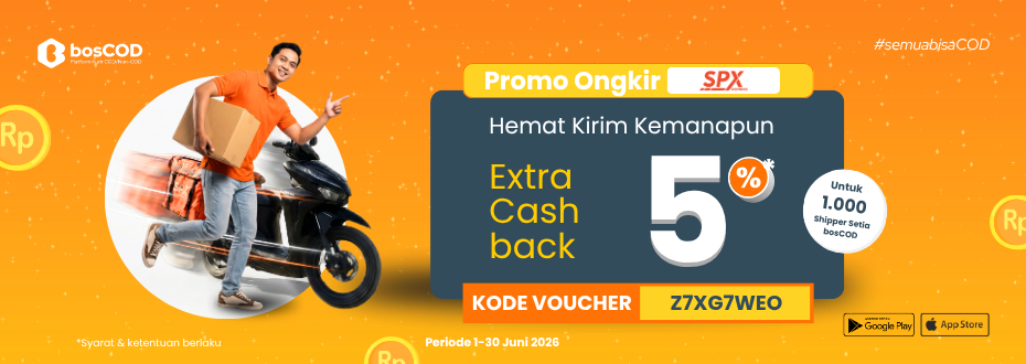 Voucher Extra Cashback 5% dari SPX di bosCOD, Bikin Jualan Makin Cuan!